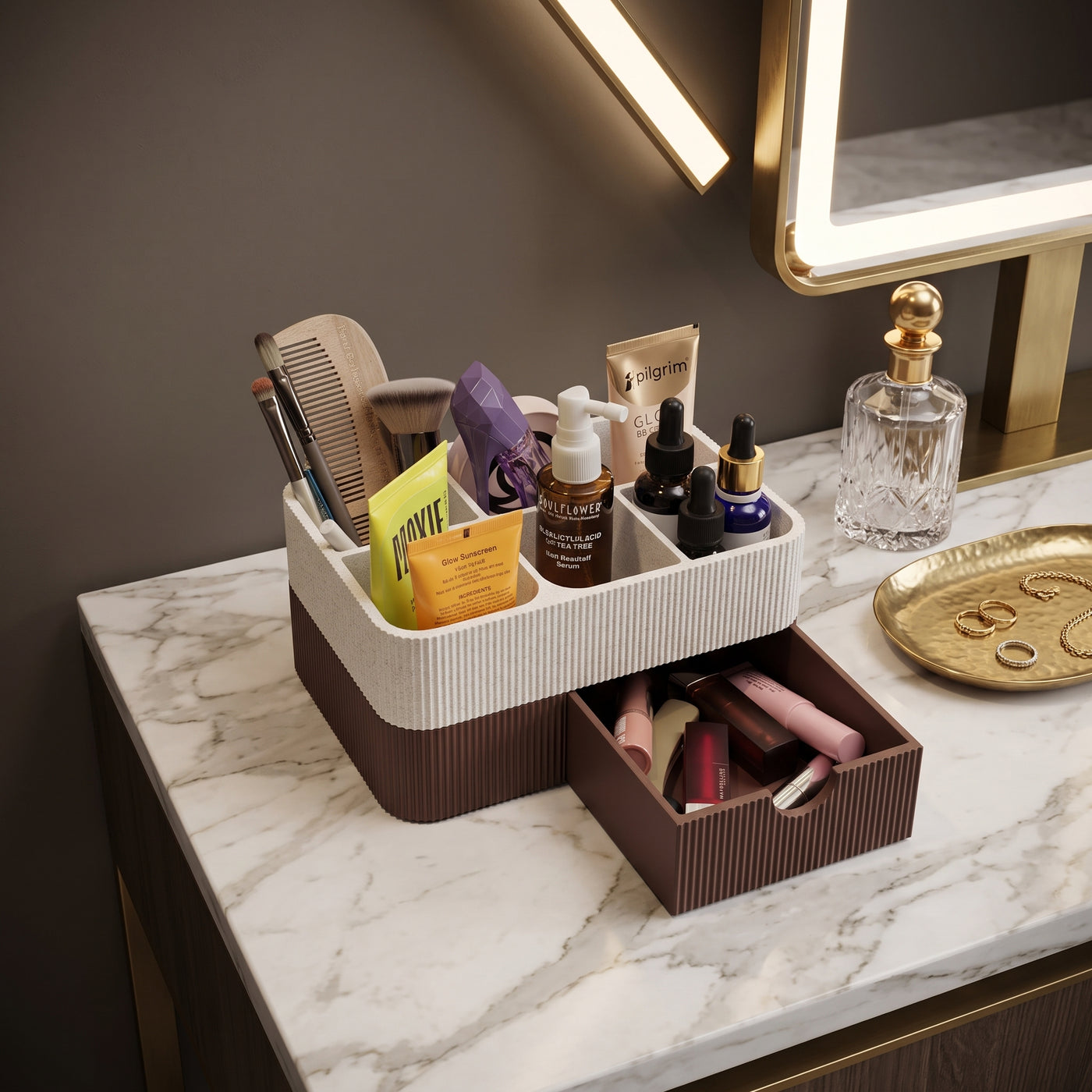 Makeup and Skincare Organizer with a Drawer