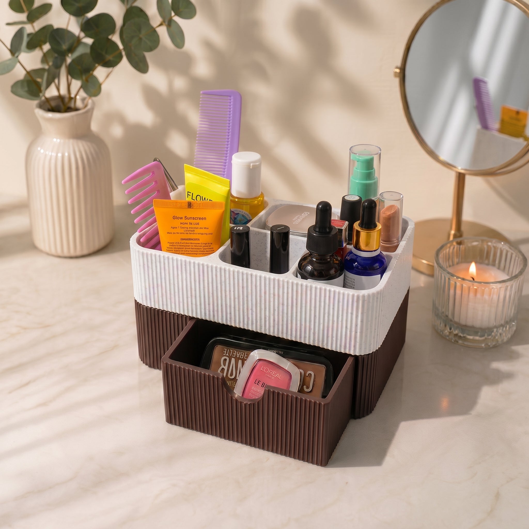 Makeup and Skincare Organizer with a Drawer