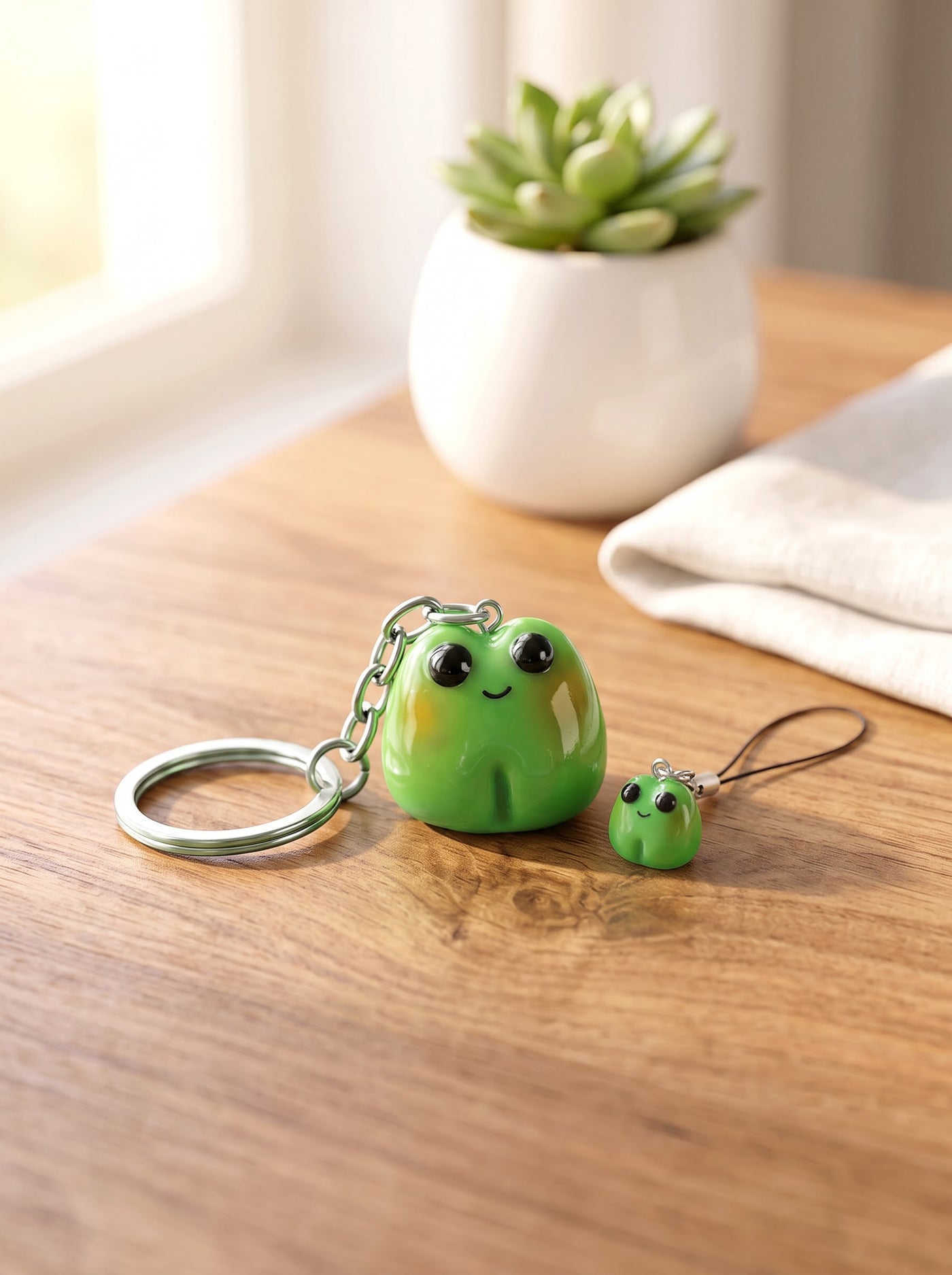 Frog clay charm with phone charm
