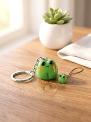 Frog clay charm with phone charm