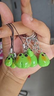 Frog clay charm with phone charm